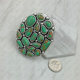 RGY250330-02-BLUE                 Silver metal with blue turquoise stone Oval adjustable Ring