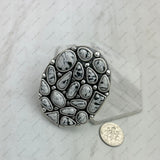 RGY250330-02-BLUE                 Silver metal with blue turquoise stone Oval adjustable Ring