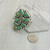 RGY250330-03-BLUE              Silver metal with blue turquoise stone Teardrop adjustable Ring