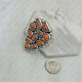 RGY250330-03-BLUE              Silver metal with blue turquoise stone Teardrop adjustable Ring