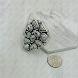 RGY250330-03-BLUE              Silver metal with blue turquoise stone Teardrop adjustable Ring