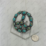 RGY250730-01-HOT PINK              Silver metal with hot pink turquoise stone peace sign Ring