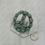 RGY250730-01-BLUE                Silver metal with blue turquoise stone peace sign Ring