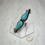RGY251130-01-COPPER-BLUE                 Copper metal with blue teardrop turquoise stone Ring