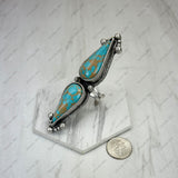 RGY251130-01-SILVER-BLUE-BROWN              Silver metal with blue teardrop turquoise stone Ring