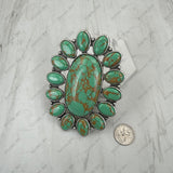 RGY251230-01-BLUE                   Silver metal with blue turquoise stone large oval Ring