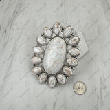 RGY251230-01-BLUE                   Silver metal with blue turquoise stone large oval Ring