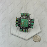 RGY251230-02-BLUE                       Silver metal with blue turquoise stone cross Ring