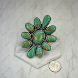 RGY251230-03-BLUE                      Silver metal with blue turquoise stone flower Ring