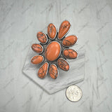 RGY251230-03-ORANGE            Silver metal with orange stone flower Ring