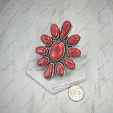 RGY251230-03-ORANGE            Silver metal with orange stone flower Ring