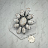 RGY251230-03-ORANGE            Silver metal with orange stone flower Ring