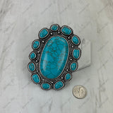 RGY251230-06-BLUE                                                            Silver metal with blue turquoise stone oval Ring