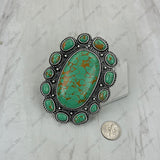 RGY251230-06-BLUE                                                            Silver metal with blue turquoise stone oval Ring