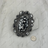 RGY251230-06-BLUE                                                            Silver metal with blue turquoise stone oval Ring