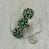 RGY260420-01-GREEN              Triple green turquoise stone flower concho Ring