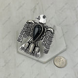 RGY260420-02-BLACK           Silver metal with black stone Eagle Ring