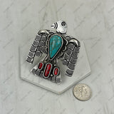 RGY260420-02-BLUE             Silver metal with blue turquoise stone Eagle Ring