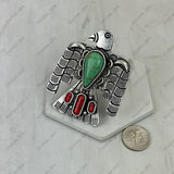 RGY260420-02-GREEN             Silver metal with green turquoise stone Eagle Ring
