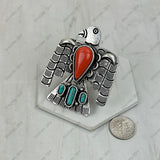 RGY260420-02-ORANGE           Silver metal with orange stone Eagle Ring