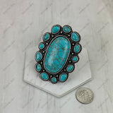 RGY260530-01-BLUE           Silver metal with blue turquoise stone oval Ring