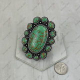RGY260530-01-GREEN                Silver metal with green turquoise stone oval Ring