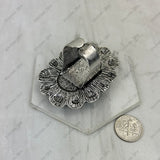 RGY260530-01-WHITE            Silver metal with white turquoise stone oval Ring