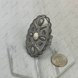 RZ220305-11                  Silver metal with white stone oval Ring
