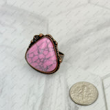RZ231205-96               Copper metal with blue turquoise teardrop stone adjustable Ring