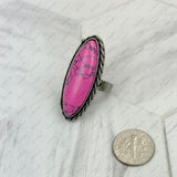 RZ231205-101                 Silver metal with blue turquoise oval stone adjustable Ring