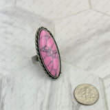 RZ231205-101                 Silver metal with blue turquoise oval stone adjustable Ring