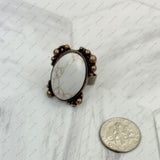 RZ231205-116               Copper metal with blue turquoise oval stone adjustable Ring