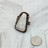 RZ231205-136                      Copper metal with blue turquoise triangle stone adjustable Ring
