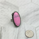 RZ231205-141                 Silver metal with blue turquoise oval stone adjustable Ring