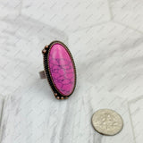 RZ231205-146               Copper metal with blue turquoise oval stone adjustable Ring