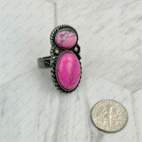 RZ231205-21                     Silver metal with black and orange turquoise stone adjustable Ring