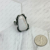 RZ231205-41                         Silver metal with blue turquoise stone adjustable Ring