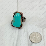 RZ231205-46                    Copper metal with blue turquoise stone adjustable Ring