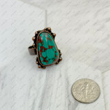 RZ231205-46                    Copper metal with blue turquoise stone adjustable Ring