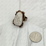 RZ231205-46                    Copper metal with blue turquoise stone adjustable Ring