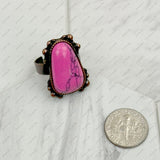 RZ231205-46                    Copper metal with blue turquoise stone adjustable Ring