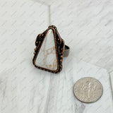 RZ231205-56                      Copper metal with blue turquoise triangle stone adjustable Ring