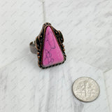 RZ231205-56                      Copper metal with blue turquoise triangle stone adjustable Ring