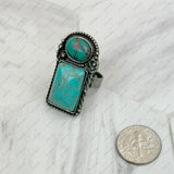 RZ231205-81           Silver metal with black and orange turquoise stone adjustable Ring