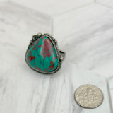 RZ231205-91       Silver metal with blue turquoise teardrop stone adjustable Ring