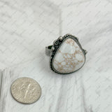 RZ231205-91       Silver metal with blue turquoise teardrop stone adjustable Ring