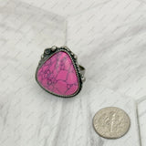 RZ231205-91       Silver metal with blue turquoise teardrop stone adjustable Ring