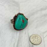 RZ231205-96               Copper metal with blue turquoise teardrop stone adjustable Ring