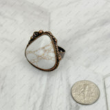 RZ231205-96               Copper metal with blue turquoise teardrop stone adjustable Ring