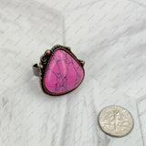 RZ231205-96               Copper metal with blue turquoise teardrop stone adjustable Ring